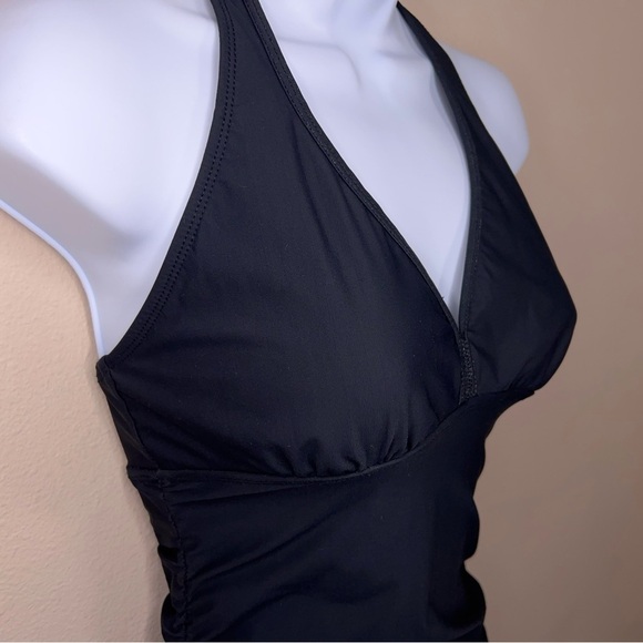 Medium Assets Spanx *READ LISTING Black Swim Cover Dress Ruffle Halter Fitted - Picture 3 of 16